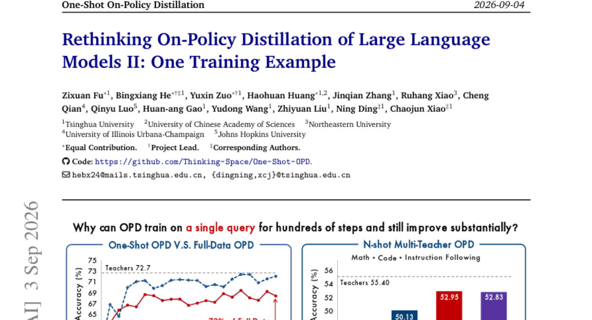 Rethinking On-Policy Distillation of Large Language Models II: One Training Example
