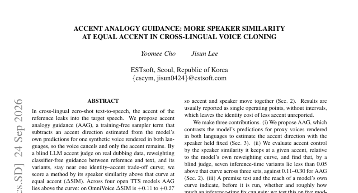 Accent Analogy Guidance：在跨语言语音克隆中同等口音下实现更高的说话人相似度