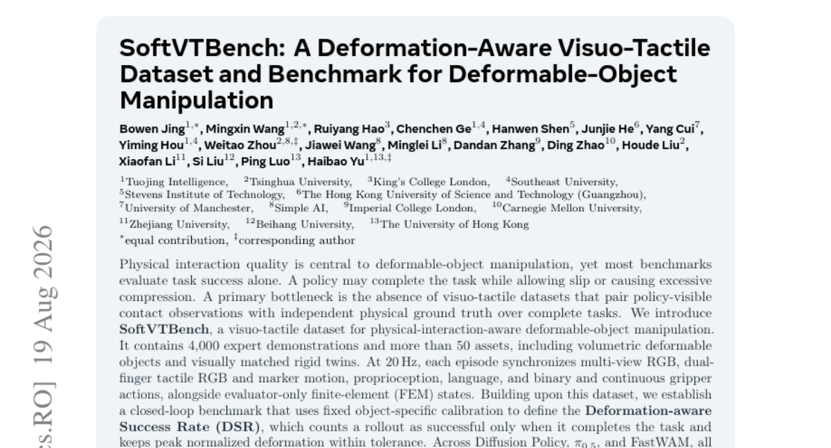SoftVTBench: 面向可变形物体操作的形变感知视觉-触觉数据集与基准