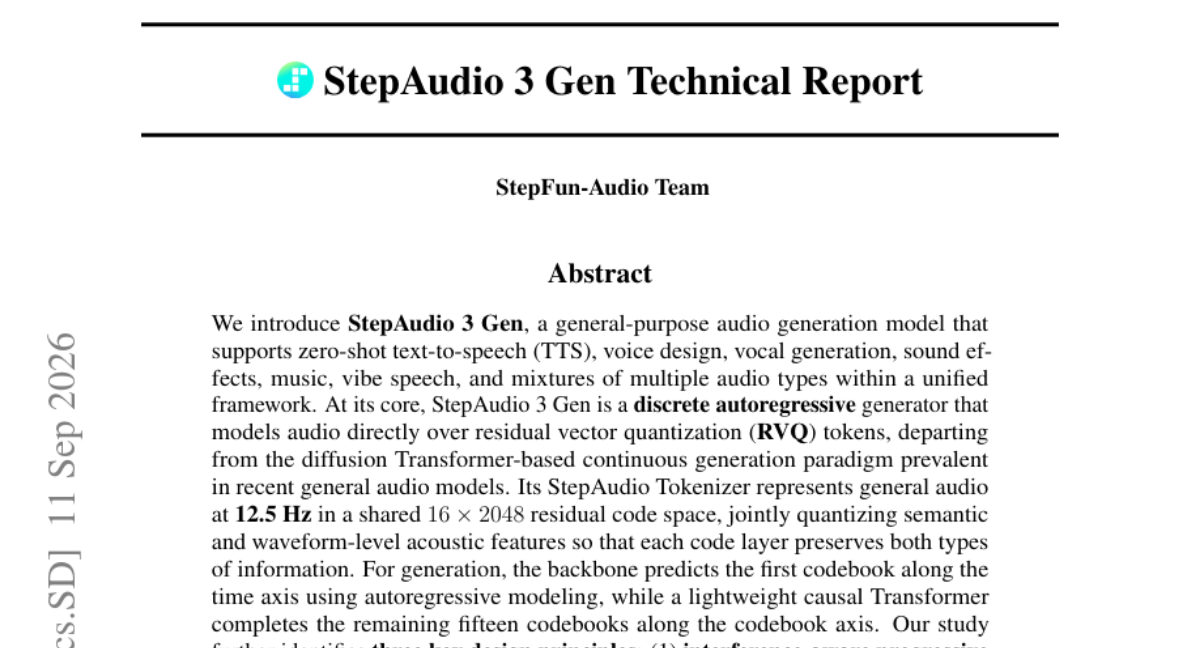 StepAudio 3 Gen 技术报告