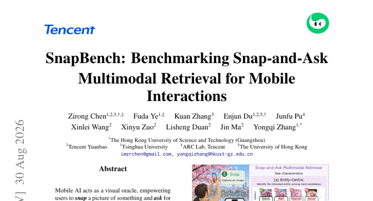 SnapBench: 面向移动交互的即拍即问多模态检索基准测试
