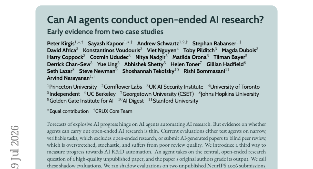 AI agents 能否进行开放式 AI 研究？来自两个案例研究的初步证据
