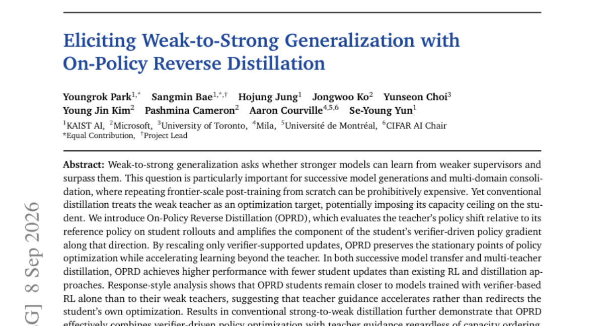 用 On-Policy Reverse Distillation 激发弱到强泛化