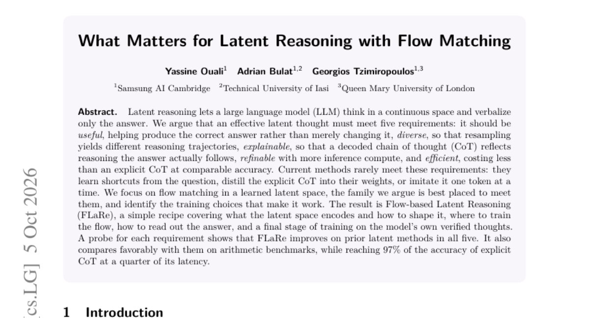 Flow Matching 潜空间推理的关键要素