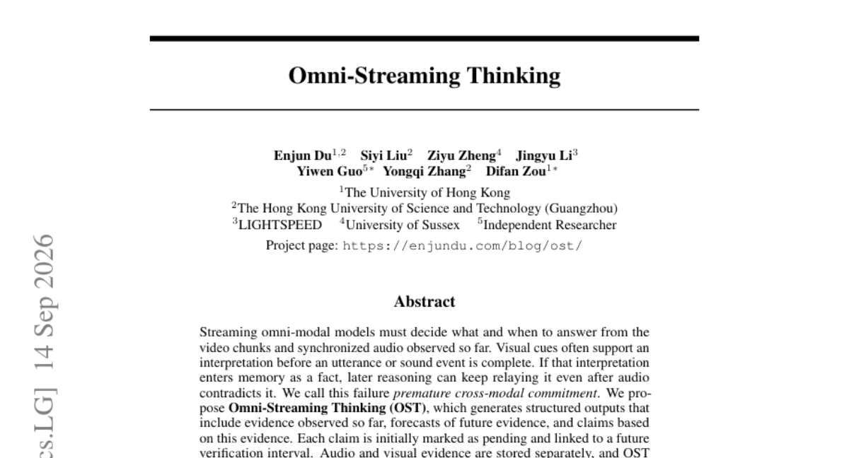 Omni-Streaming Thinking