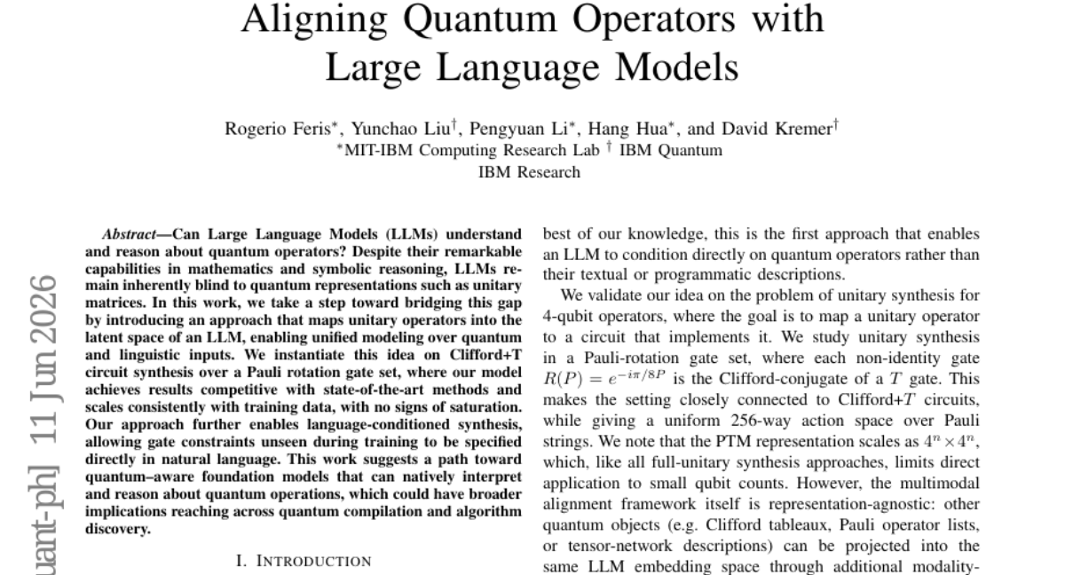 对齐Quantum Operators与Large Language Models