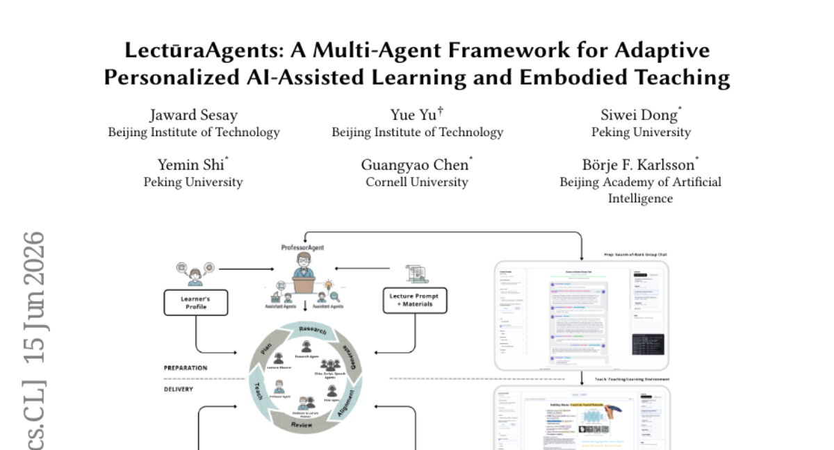 LectūraAgents: 自适应个性化人工智能辅助学习与具身教学的多智能体框架