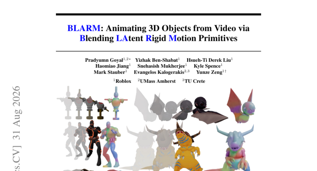 BLARM: 通过融合潜在刚性运动基元从视频驱动 3D 物体动画