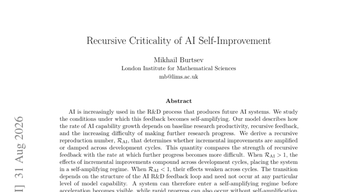 AI 自我改进的递归临界性