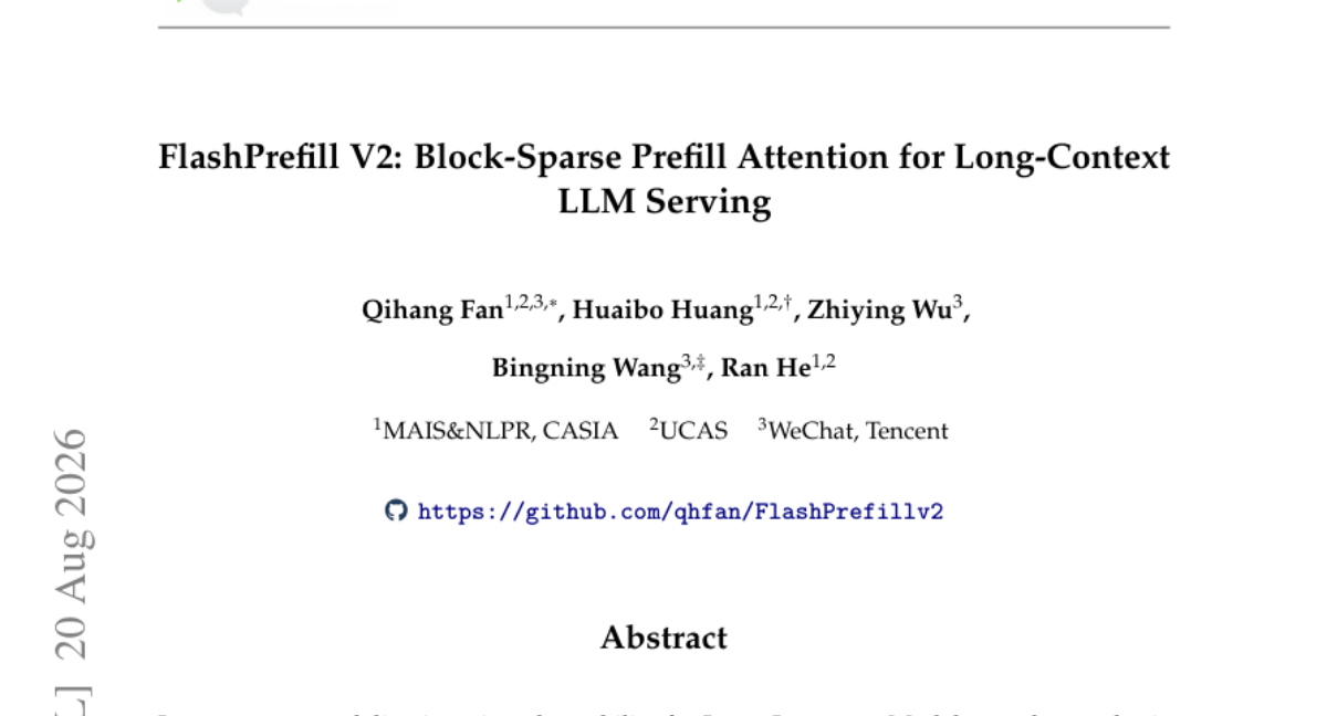 FlashPrefill V2: 面向长上下文 LLM 服务的块稀疏预填充注意力