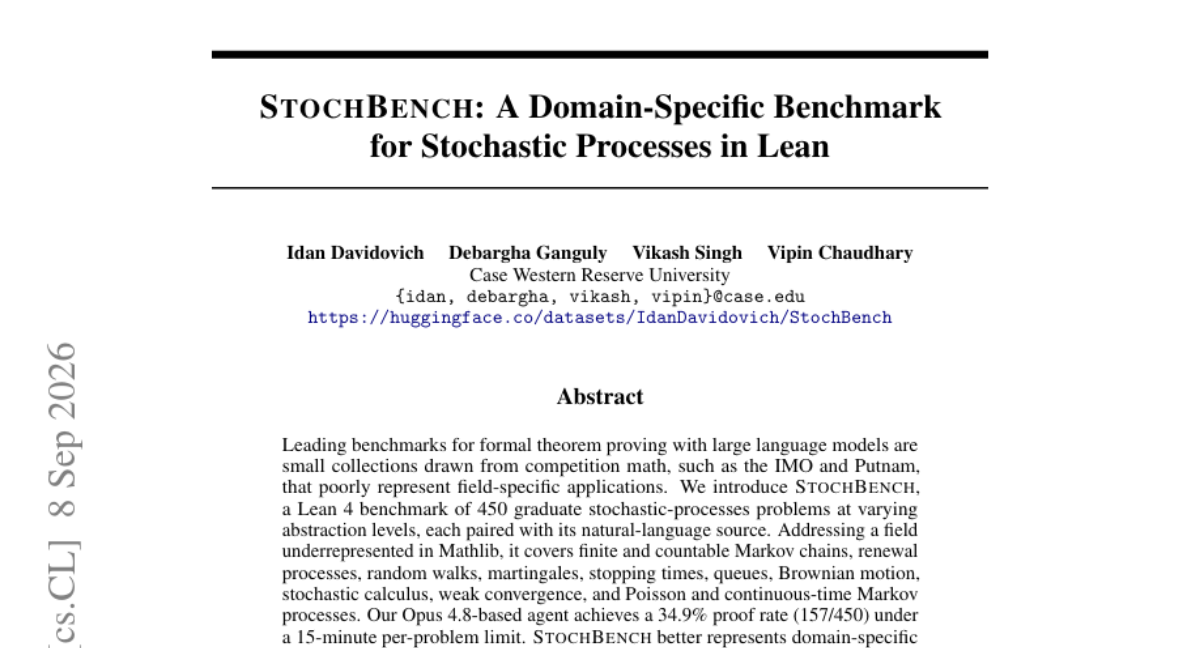 StochBench: 面向 Lean 中随机过程的领域专用基准