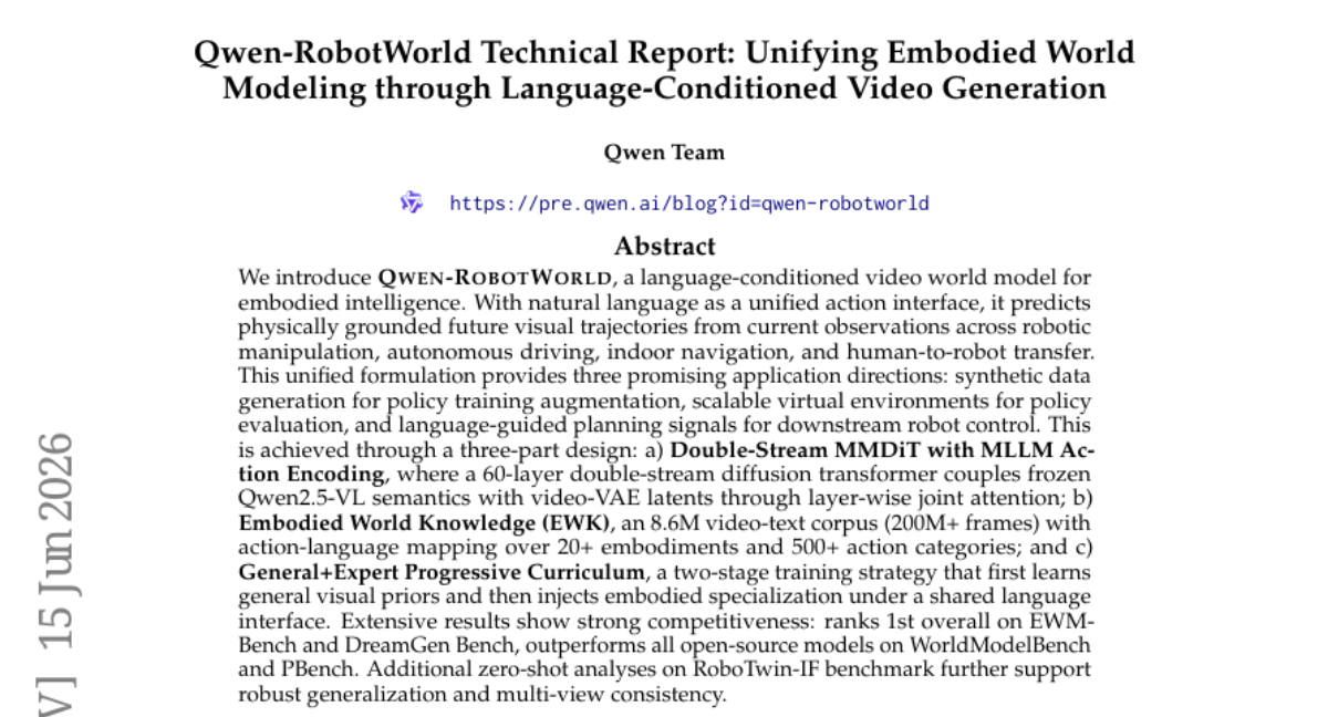 Qwen-RobotWorld 技术报告：通过语言条件视频生成统一具身世界建模