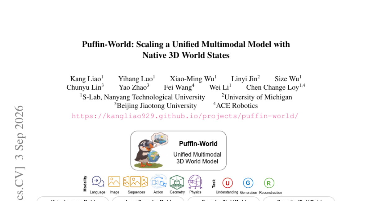 Puffin-World: 基于原生3D世界状态扩展统一多模态模型