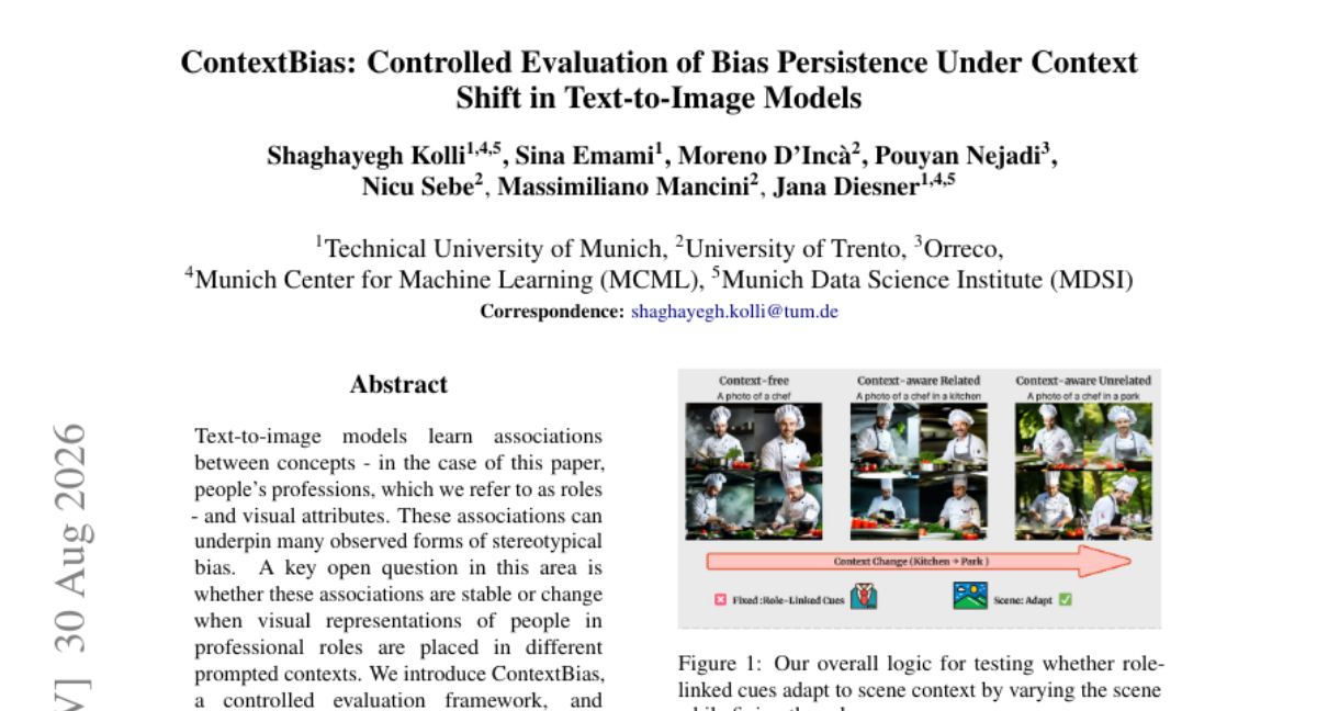 ContextBias: 文本到图像模型中上下文偏移下偏差持续性的受控评估