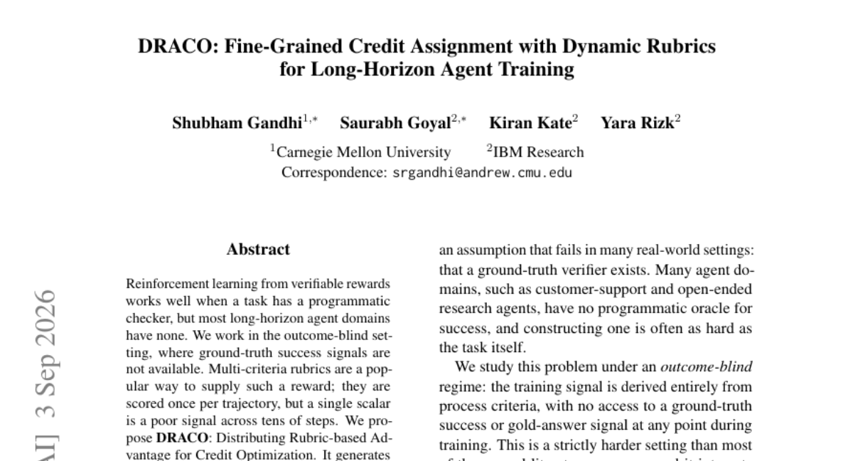 DRACO: Fine-Grained Credit Assignment with Dynamic Rubrics for Long-Horizon Agent Training
