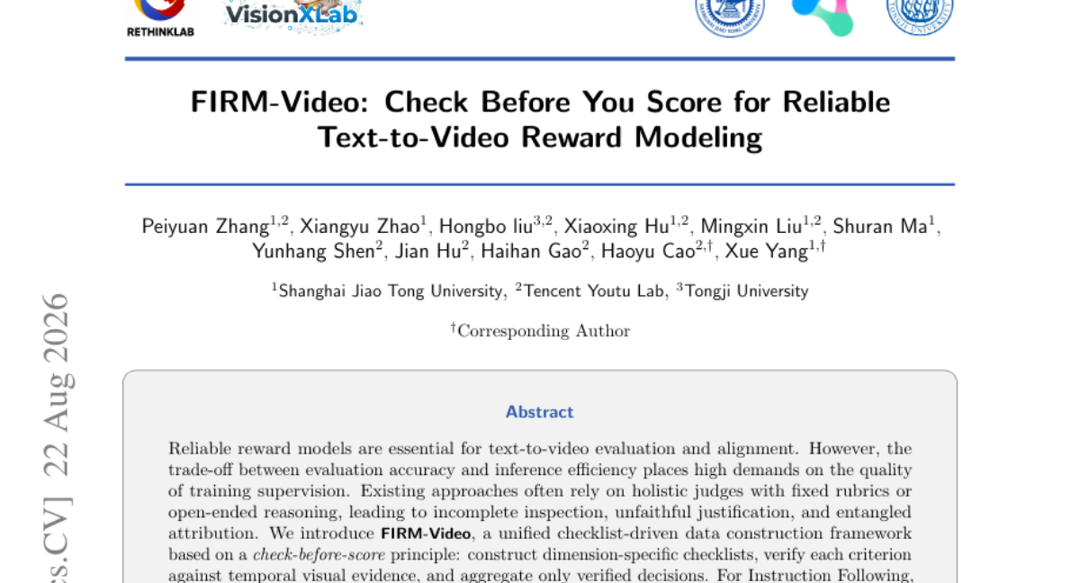 FIRM-Video: 在评分前先核查，用于可靠的文本到视频奖励建模