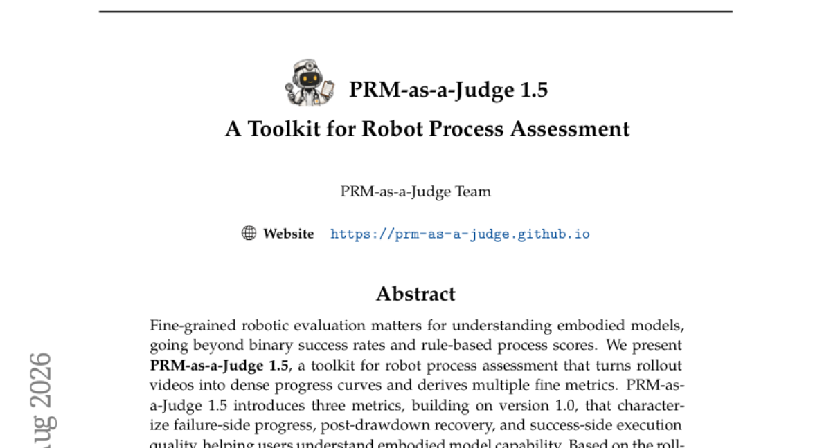 PRM-as-a-Judge 1.5: 机器人过程评估工具包