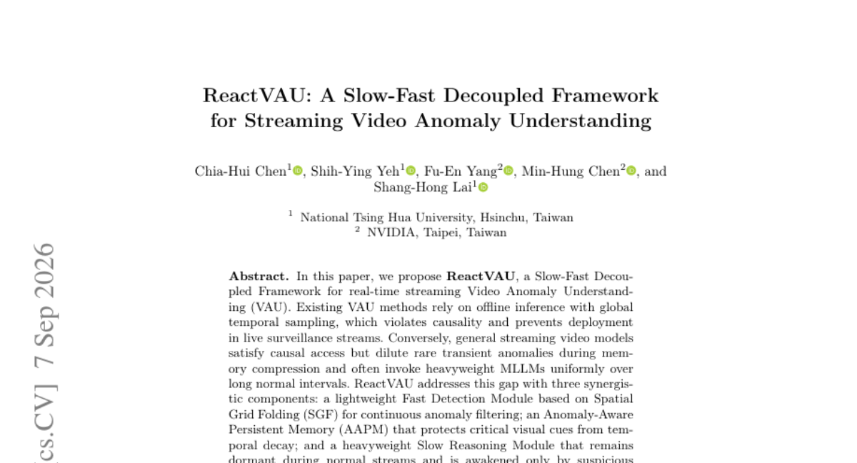 ReactVAU：面向流式视频异常理解的慢-快解耦框架