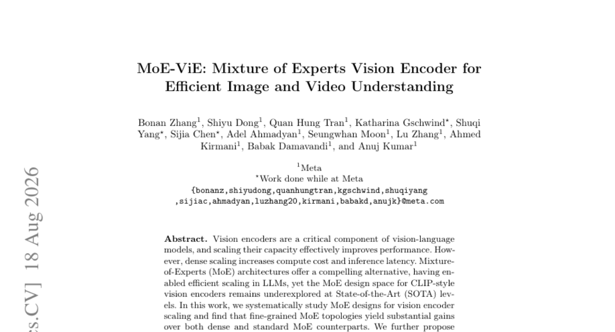 MoE-ViE: 面向高效图像与视频理解的混合专家视觉编码器