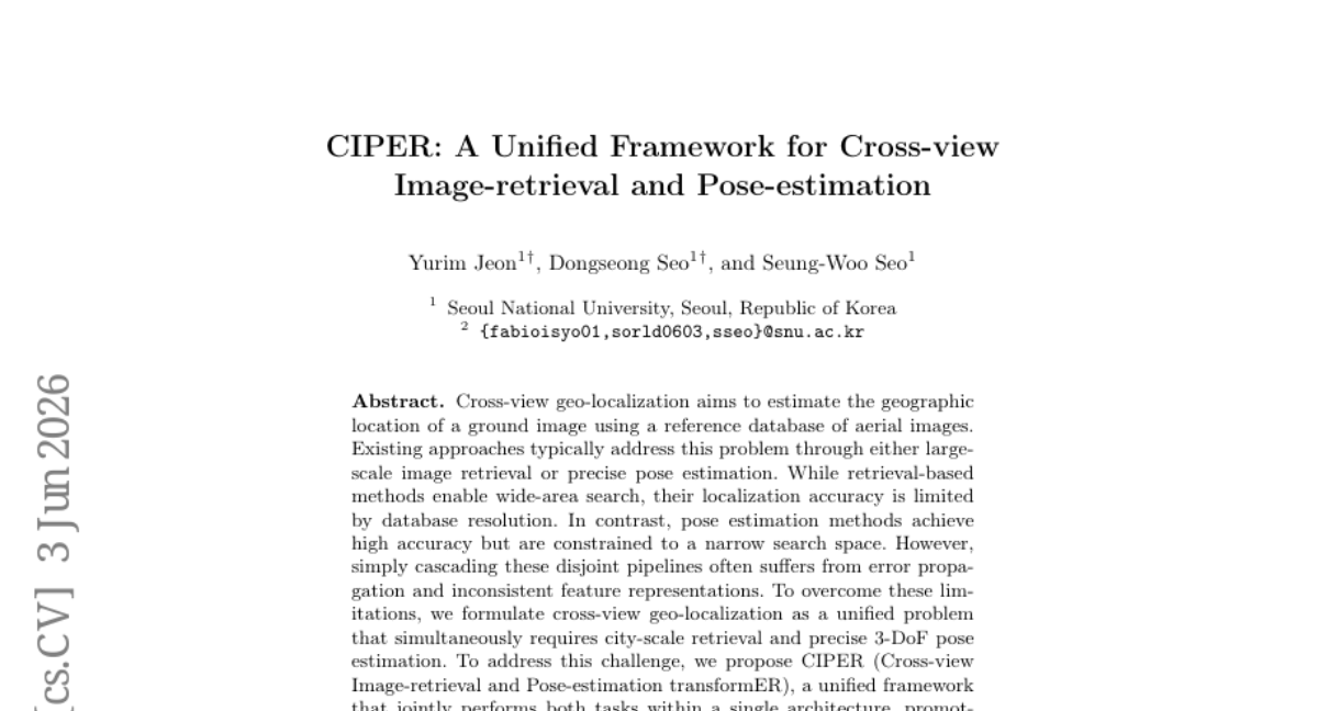 CIPER: 跨视角图像检索与姿态估计的统一框架