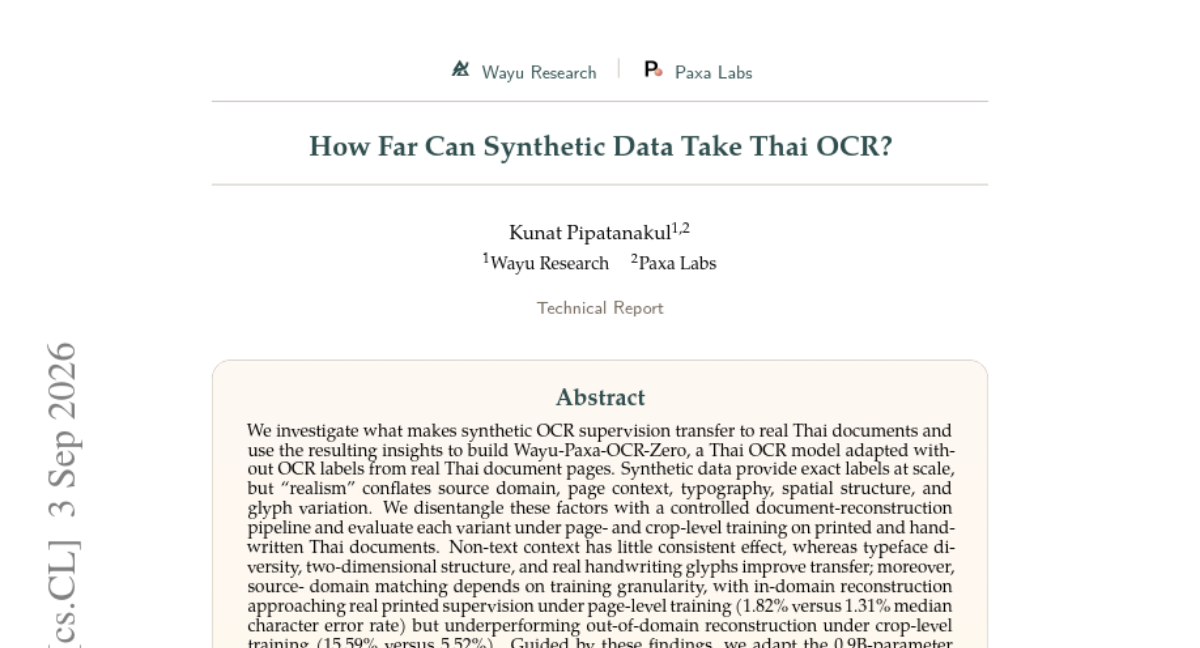合成数据能把 Thai OCR 带到多远?