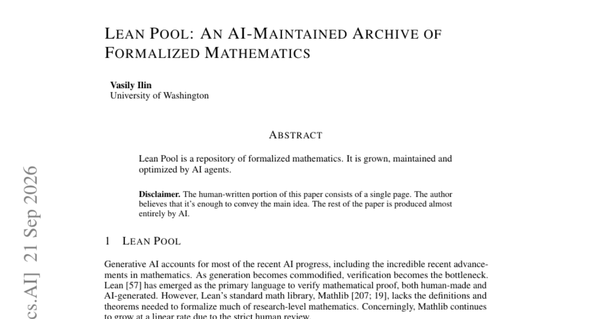 Lean Pool:一个由 AI 维护的形式化数学档案库