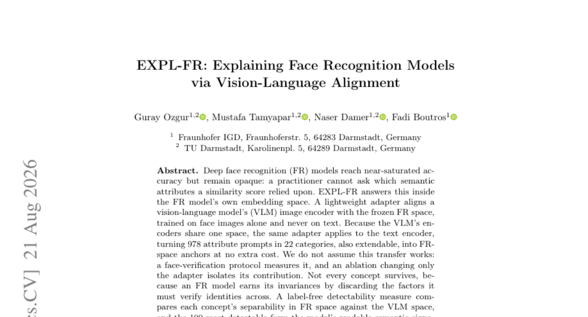 EXPL-FR: 通过视觉-语言对齐解释人脸识别模型