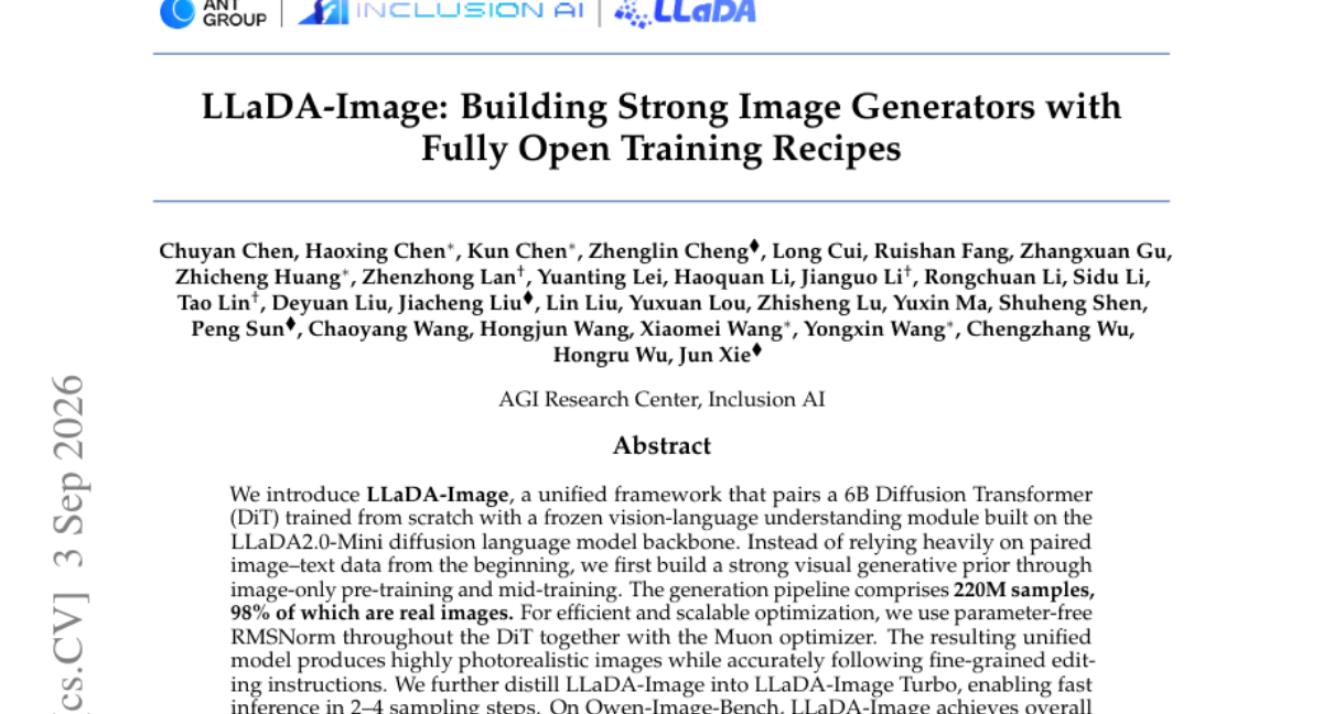 LLaDA-Image: 用完全开放的训练配方构建强大的图像生成器