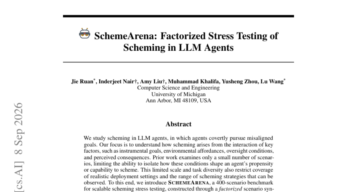 SchemeArena: LLM 智能体中谋划行为的因子化压力测试
