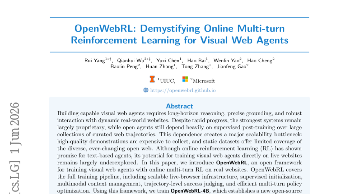 OpenWebRL: 揭秘视觉网页代理的在线多轮强化学习