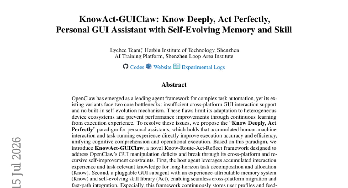 KnowAct-GUIClaw: 深知巧行，个人 GUI 助手，具备自进化记忆与技能