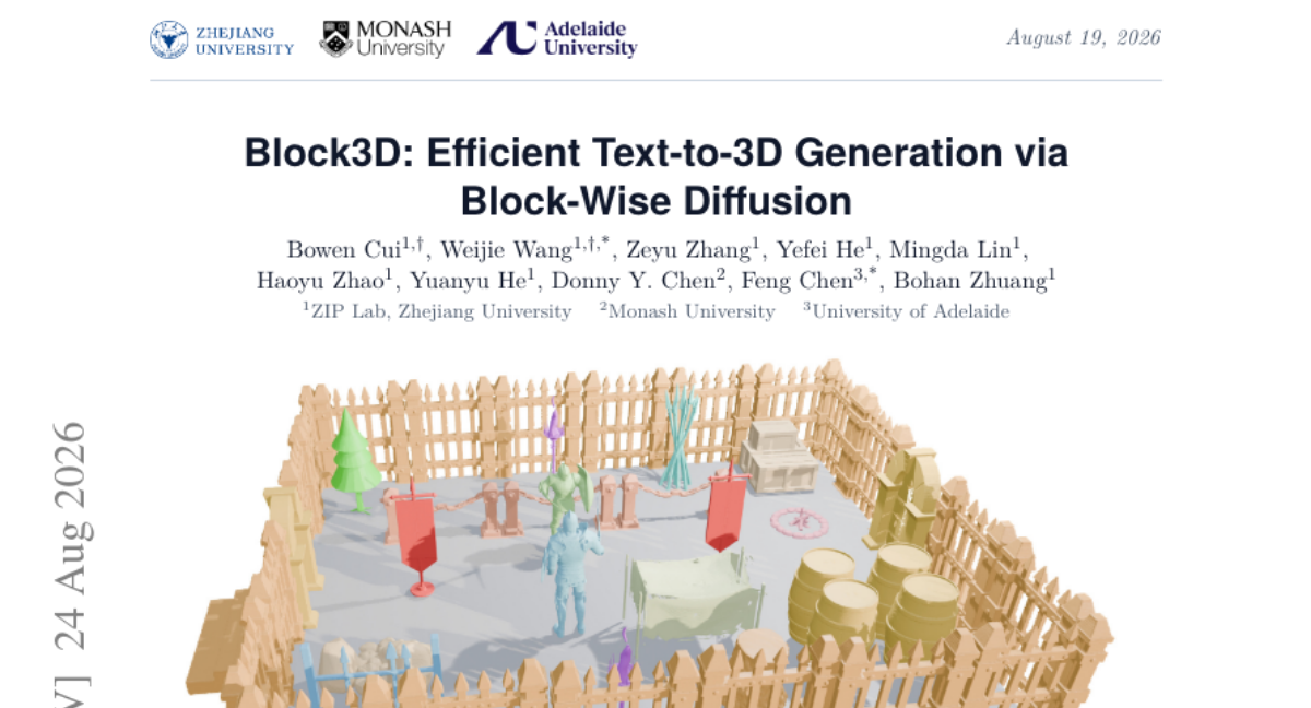 Block3D: 基于块状扩散的高效文本到三维生成