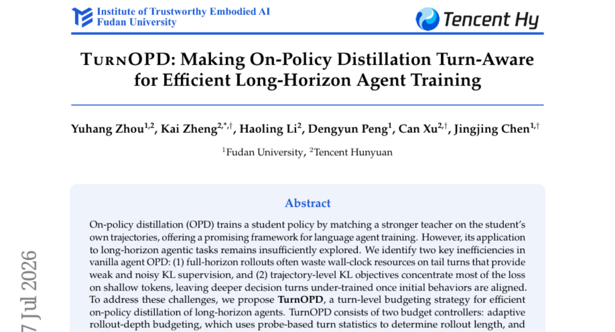 TurnOPD：使在线蒸馏策略感知回合以实现高效长时域智能体训练
