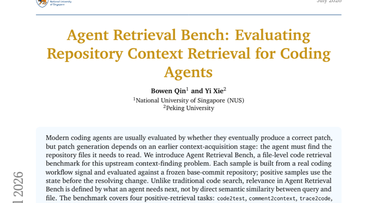 Agent Retrieval Bench: 评估编码智能体的仓库上下文检索
