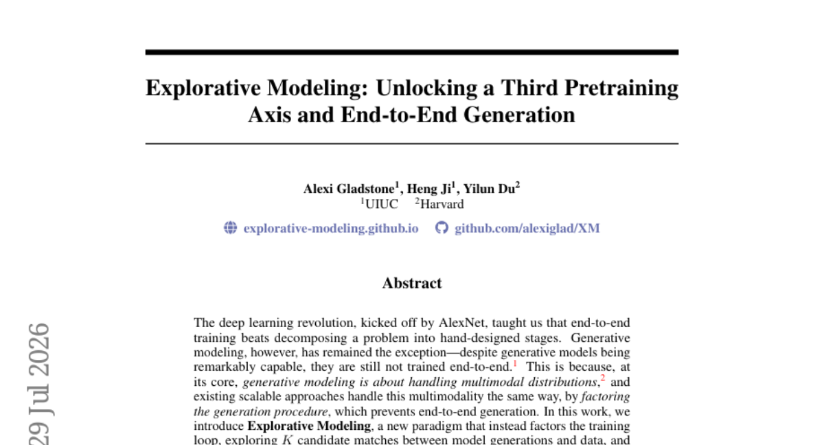 Explorative Modeling：解锁第三条预训练轴与端到端生成