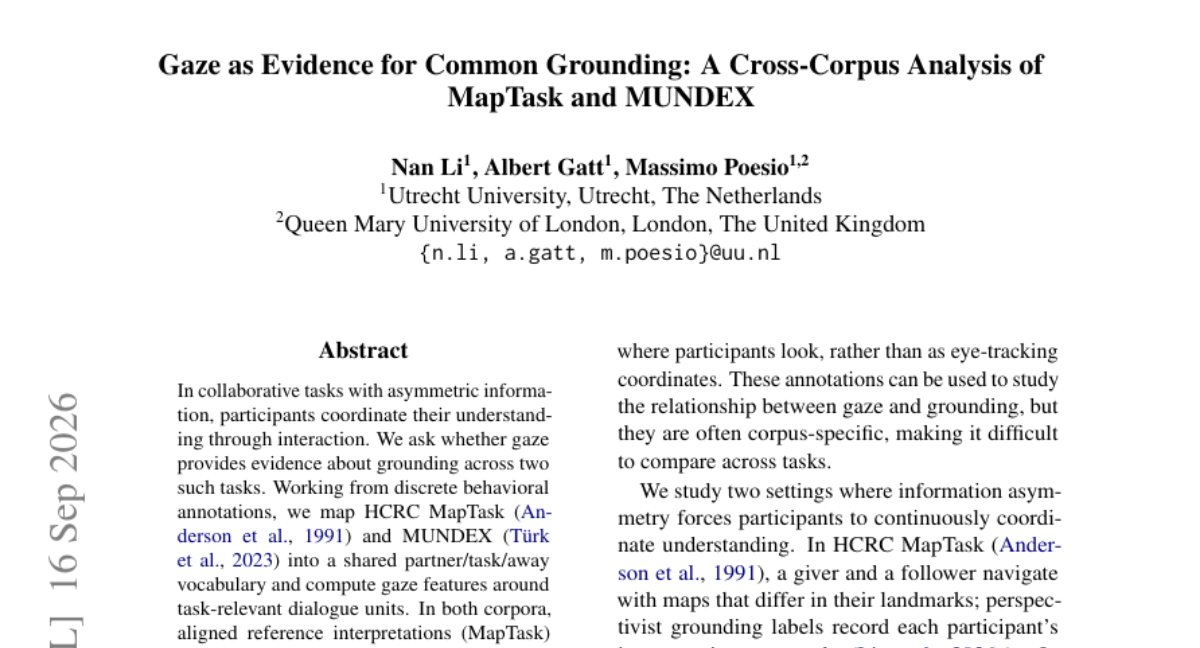 注视作为共同基础（common grounding）的证据：MapTask 与 MUNDEX 的跨语料库分析