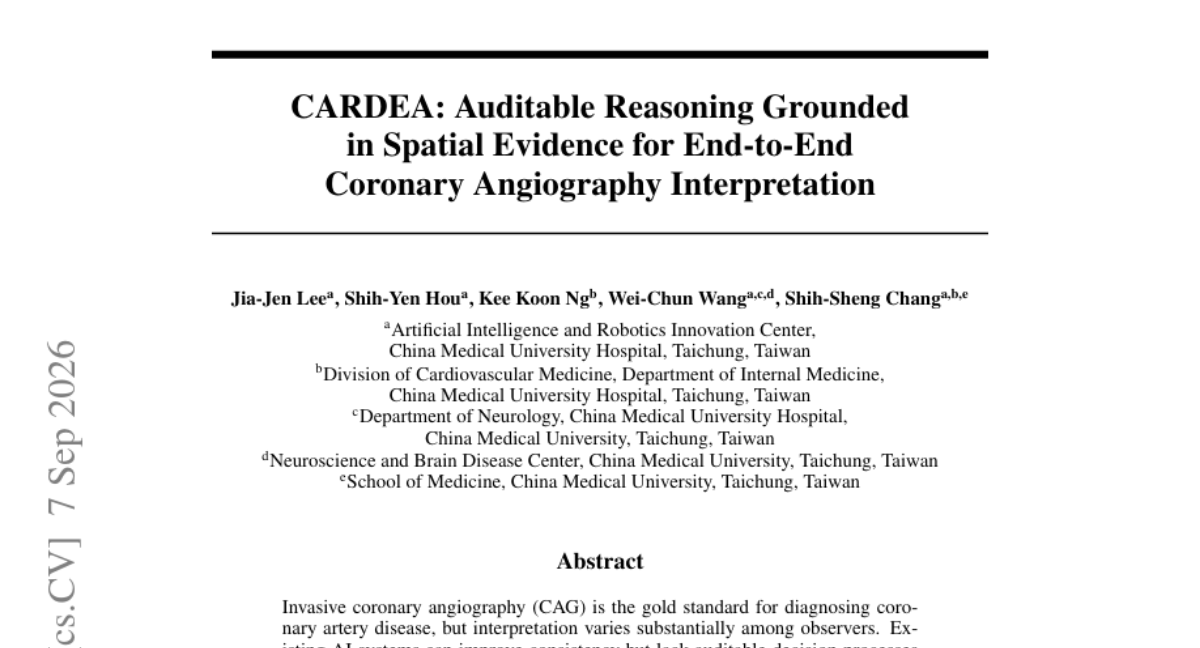 CARDEA:基于空间证据的可审计推理,用于端到端冠状动脉造影解读
