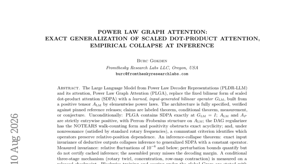 Power Law Graph Attention: scaled dot-product attention 的精确推广与推理时的经验性坍缩