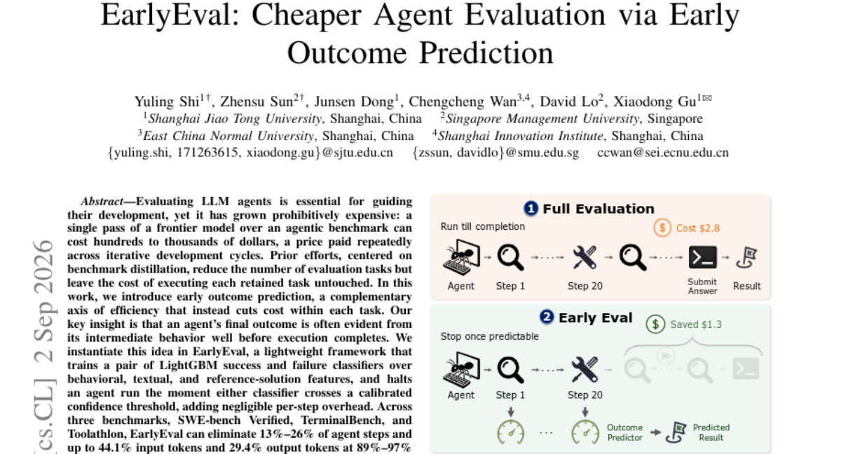 EarlyEval: 通过早期结果预测实现更廉价的 Agent 评估