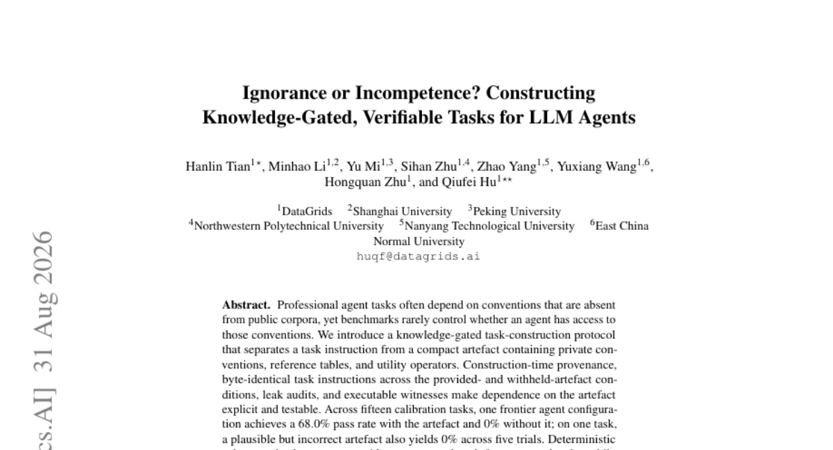 Ignorance or Incompetence? 构建知识门控、可验证的 LLM Agent 任务