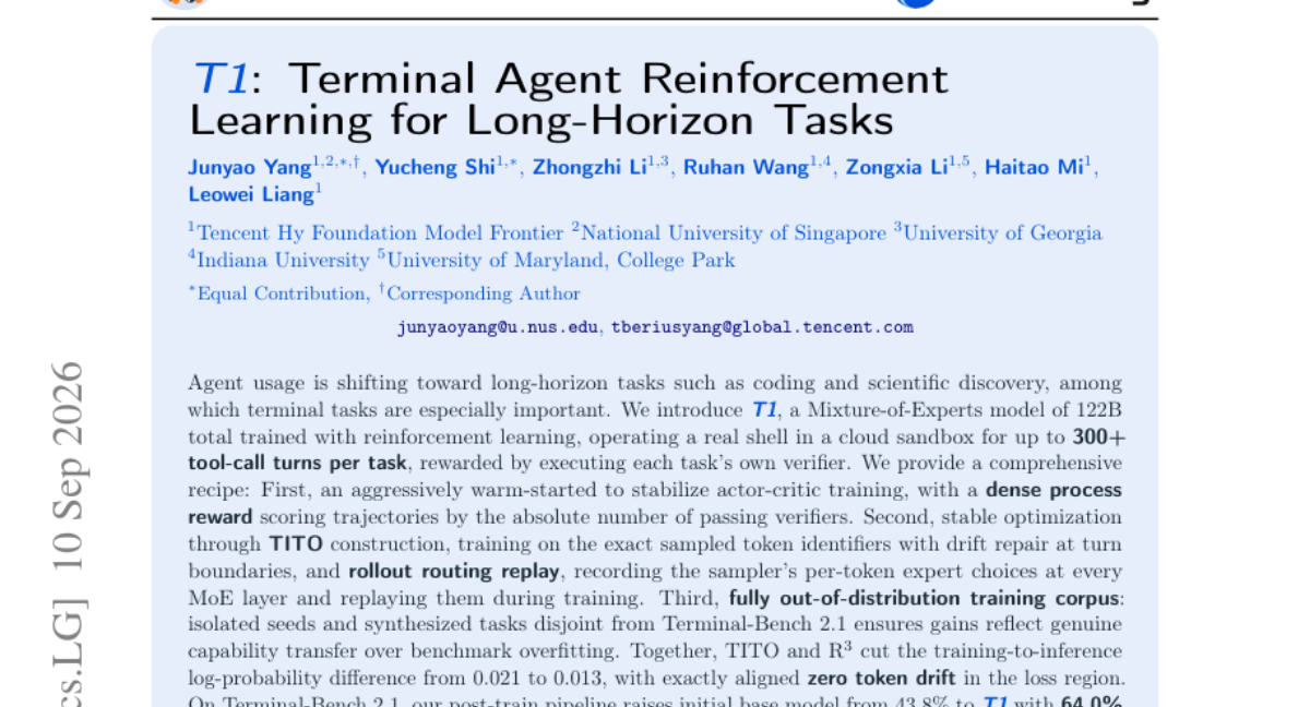 T1: 面向长时程任务的终端 Agent 强化学习