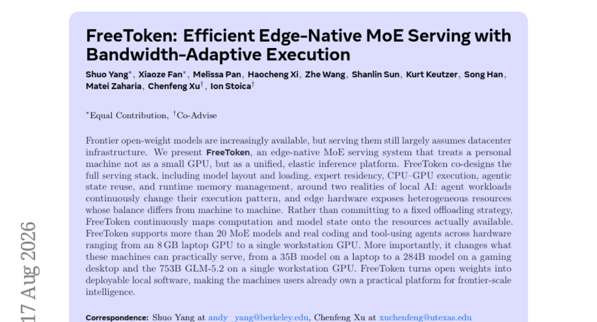 FreeToken：高效的边缘原生 MoE 服务与带宽自适应执行