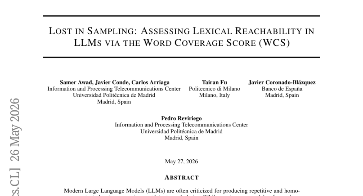 迷失在采样中：通过词汇覆盖率评分（WCS）评估LLMs中的词汇可达性