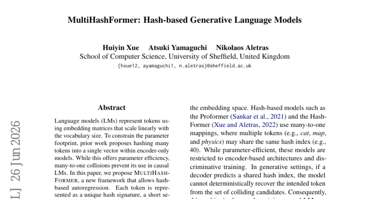 MultiHashFormer：基于哈希的生成式语言模型