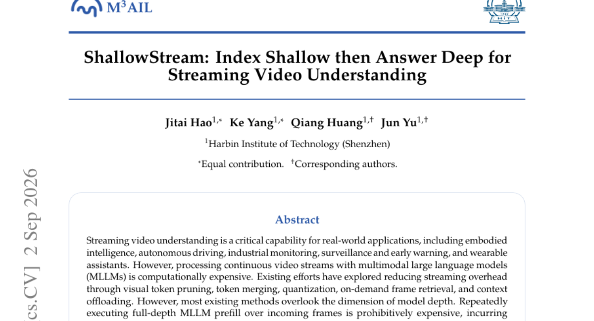 ShallowStream: 先建浅层索引,再深层作答的流式视频理解