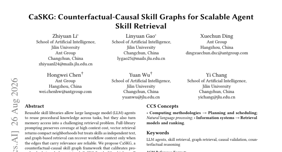 CaSKG: 面向可扩展智能体技能检索的反事实因果技能图