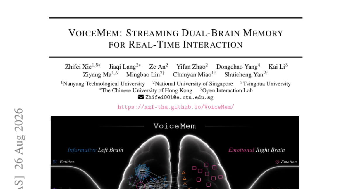 VoiceMem: 用于实时交互的流式双脑记忆