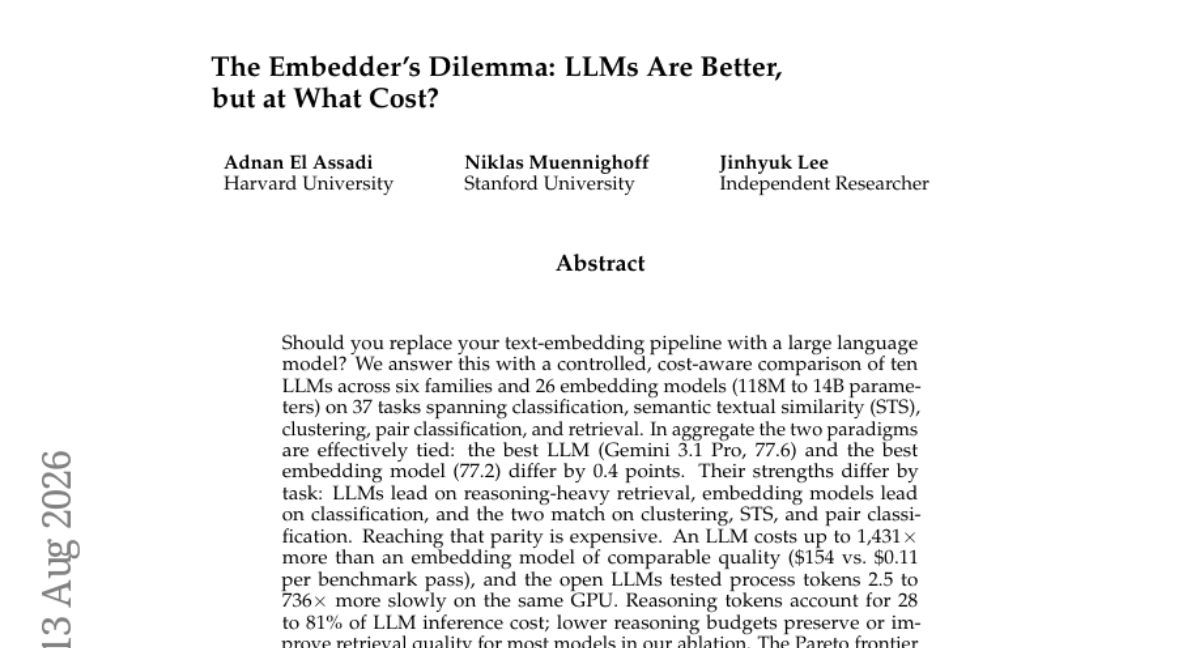 Embedder 的困境:LLM 更好,但代价是什么?