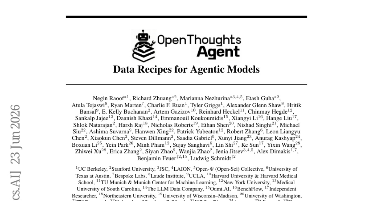 OpenThoughts-Agent: 面向智能体模型的数据配方