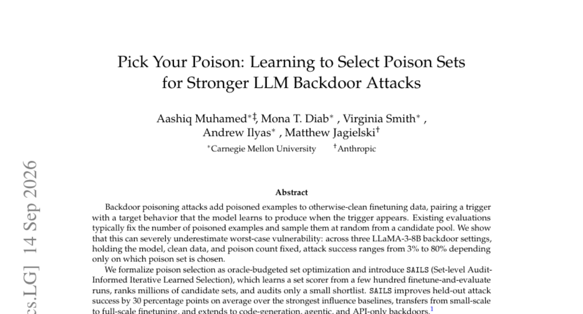 自选毒药：学习挑选 poison set 以增强 LLM 后门攻击